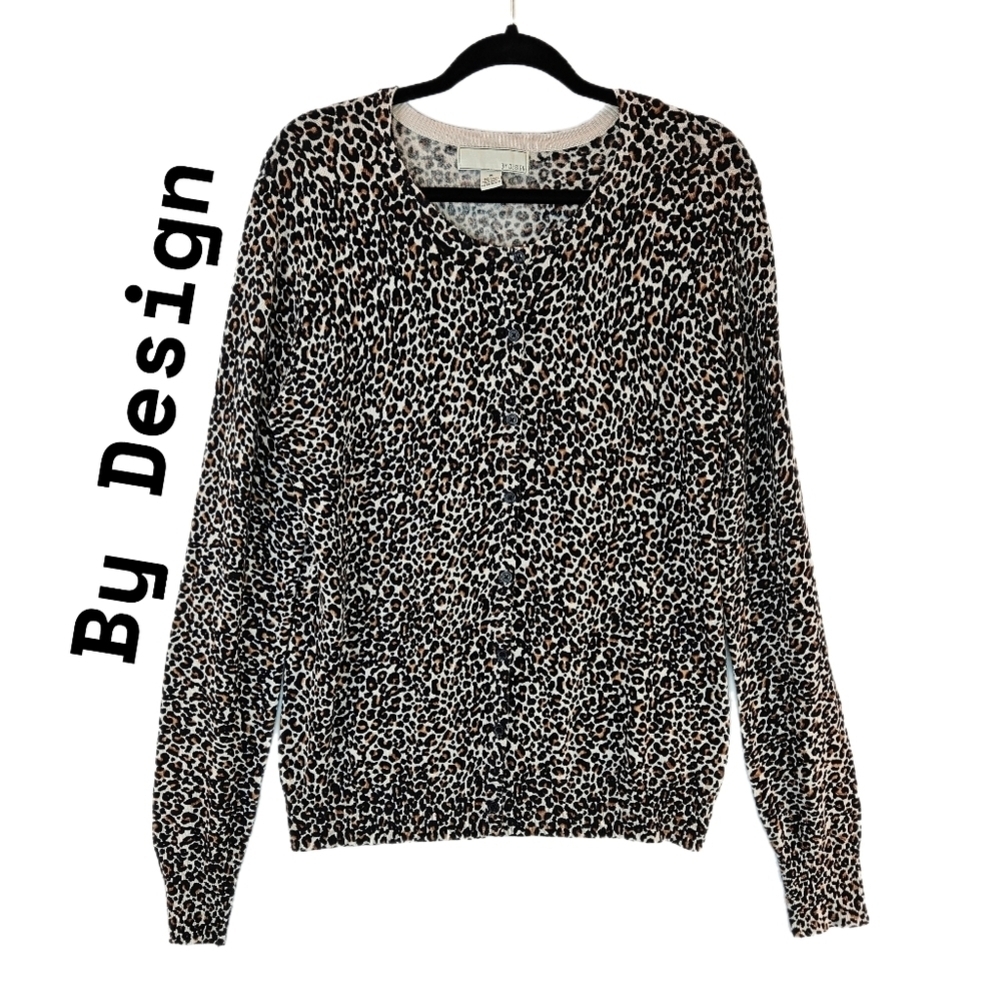 By Design Womens Leopard Print Button Front Cardigan Sz M Super Soft Casual